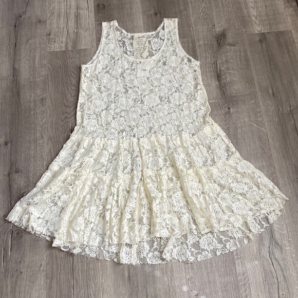 Free People Balletcore Rose Lace Mini Dress in Ivory - Picture 2 of 9